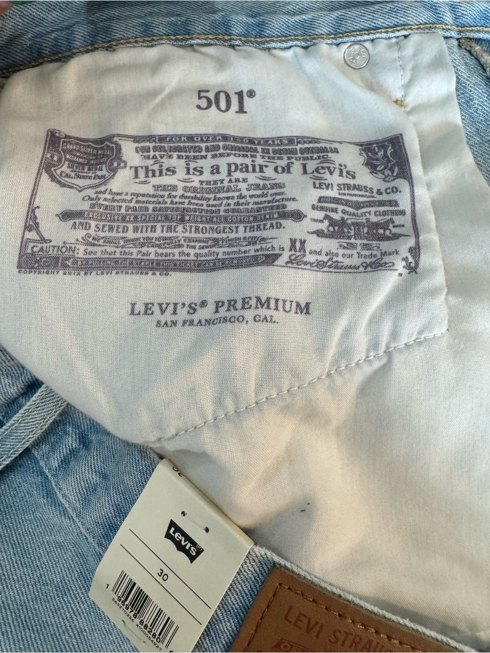 Levi's Light Blue Distressed 501 Denim Cutoff Shorts - Picture 6 of 7